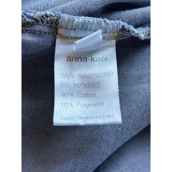 anna-kaci Dress Size Small Sleeveless Blue Long Maxi Button Front Sheath Pockets - Picture 10 of 10